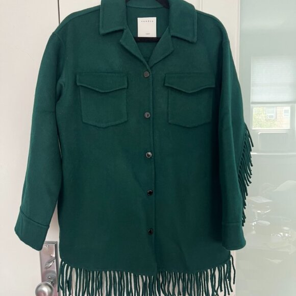 Sandro Green Utility Jacket with Fringe - Picture 1 of 9